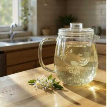 Gambar produk One Two Cups Teko Teh Kaca Saringan Tahan Panas Api Infuser Teapot 600ml - K77