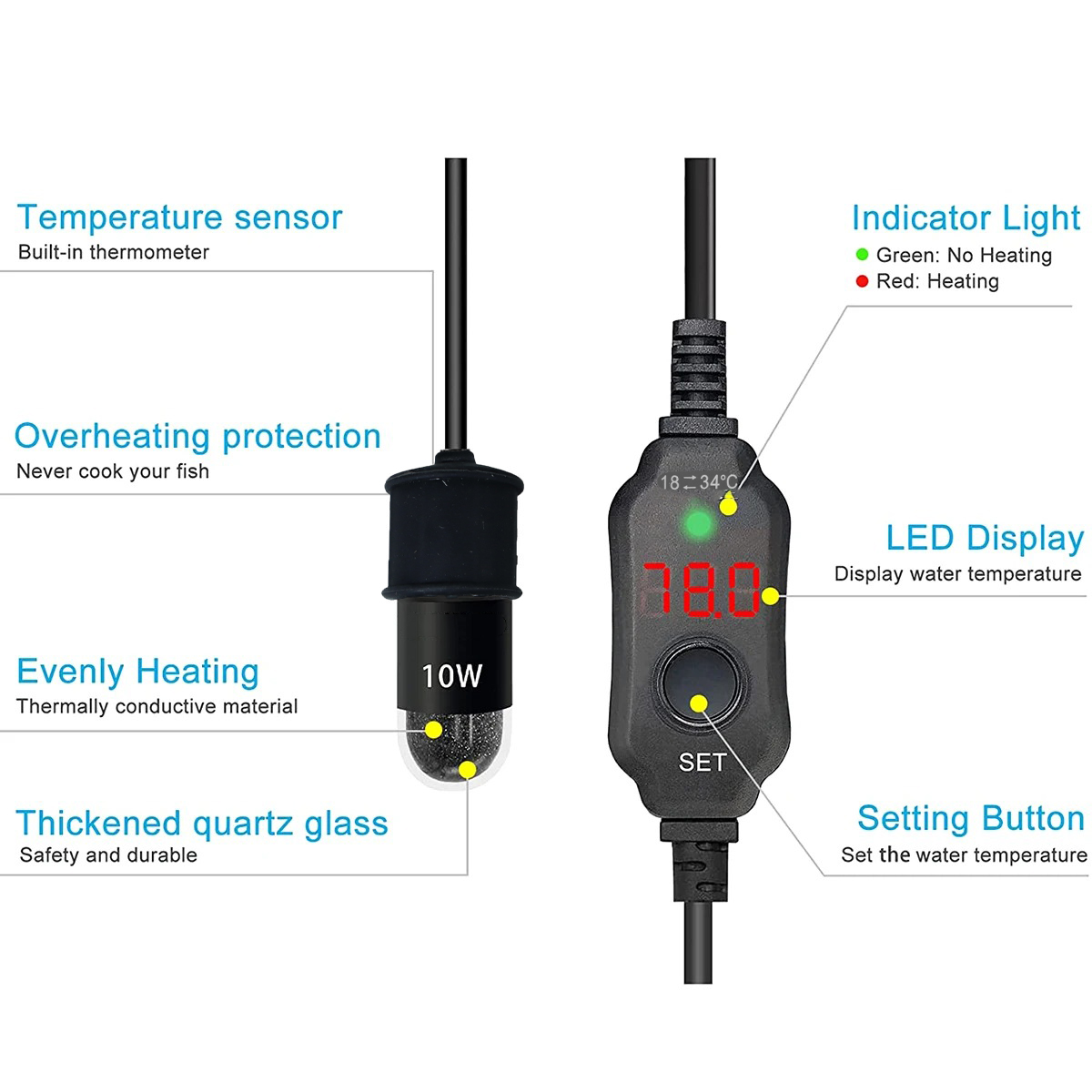 Gambar produk Kisame Aquarium Heater Pemanas Mini Akuarium Adjustable Heating Rod - SC-07A010