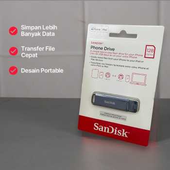 Gambar produk SanDisk Phone Drive USB Type-C Lightning 90MB/s 128GB - SDIXD0N