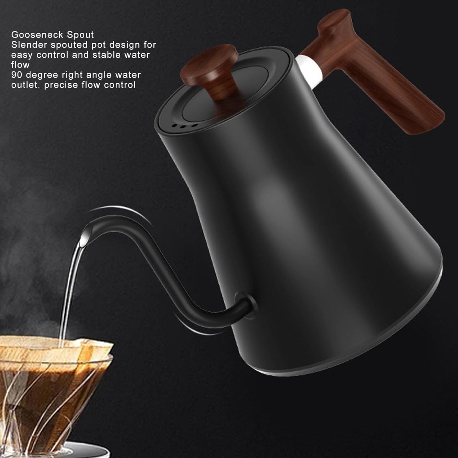 Gambar produk RYZN Teko Listrik Kopi Pemanas Air Leher Angsa Pour Over 1200W 900ml - KT90 Pro