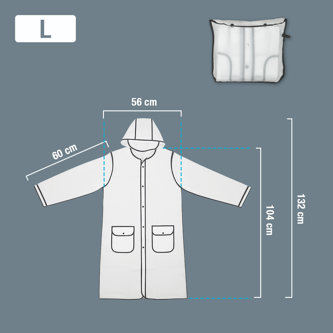 Gambar produk FJUN Jas Hujan Portable Raincoat Transparent Poncho with Hood L - FJ300