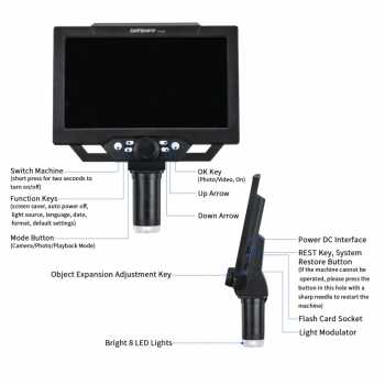 Gambar produk Taffware Mikroskop Digital 12MP 1600X dengan Monitor and Metal Stand - G1600