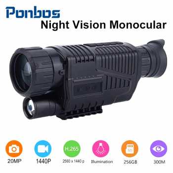 Ponbos Teropong Monokular Digital Night Vision Infrared 1440P 2200mAh - NV-400