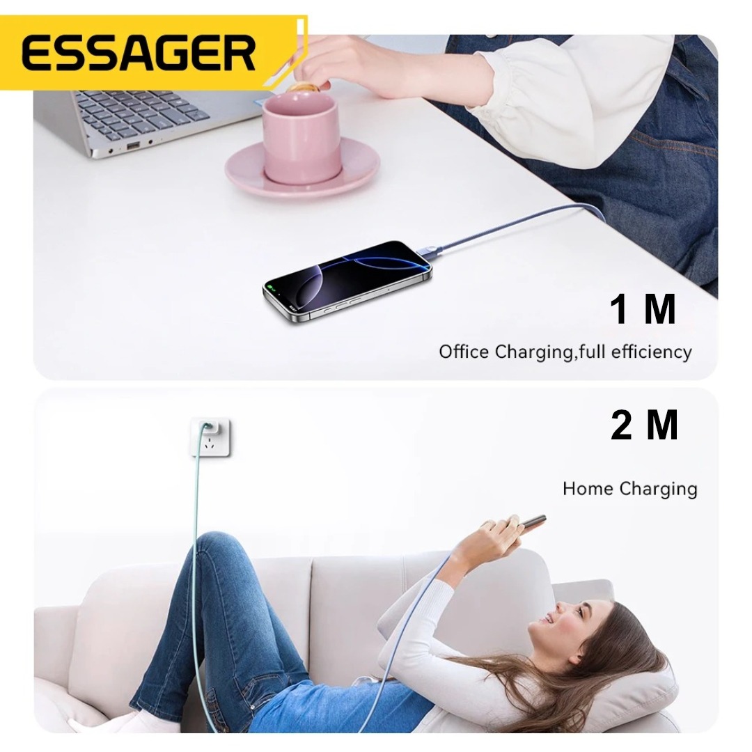 Gambar produk ESSAGER Kabel Data Type C to Lightning Fast Charging Braided 29W 2M - ES-X73