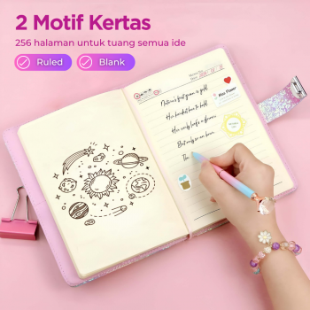 Gambar produk JIALILI Buku Diary Notebook Catatan Jurnal B6 256 Halaman with Lock Rainbow - F-5