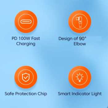 Gambar produk Toocki Kabel Data Type C to Type C Fast Charging L-Shape PD 100W 5A 1M - TXCTT1-WY