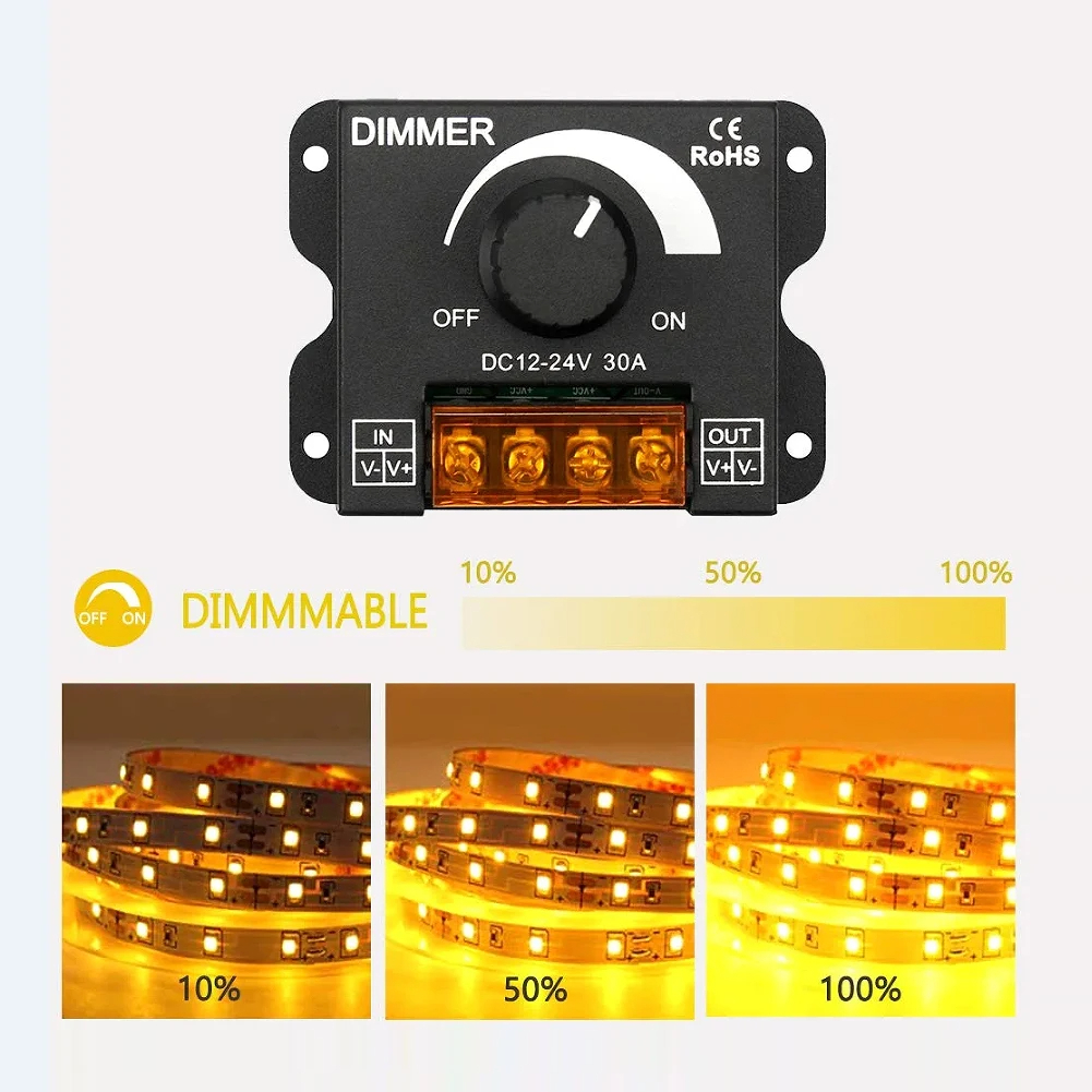 Gambar produk AELED Dimmer Lampu LED One Color Brightness Controller 12-24V 30A - AEL30A