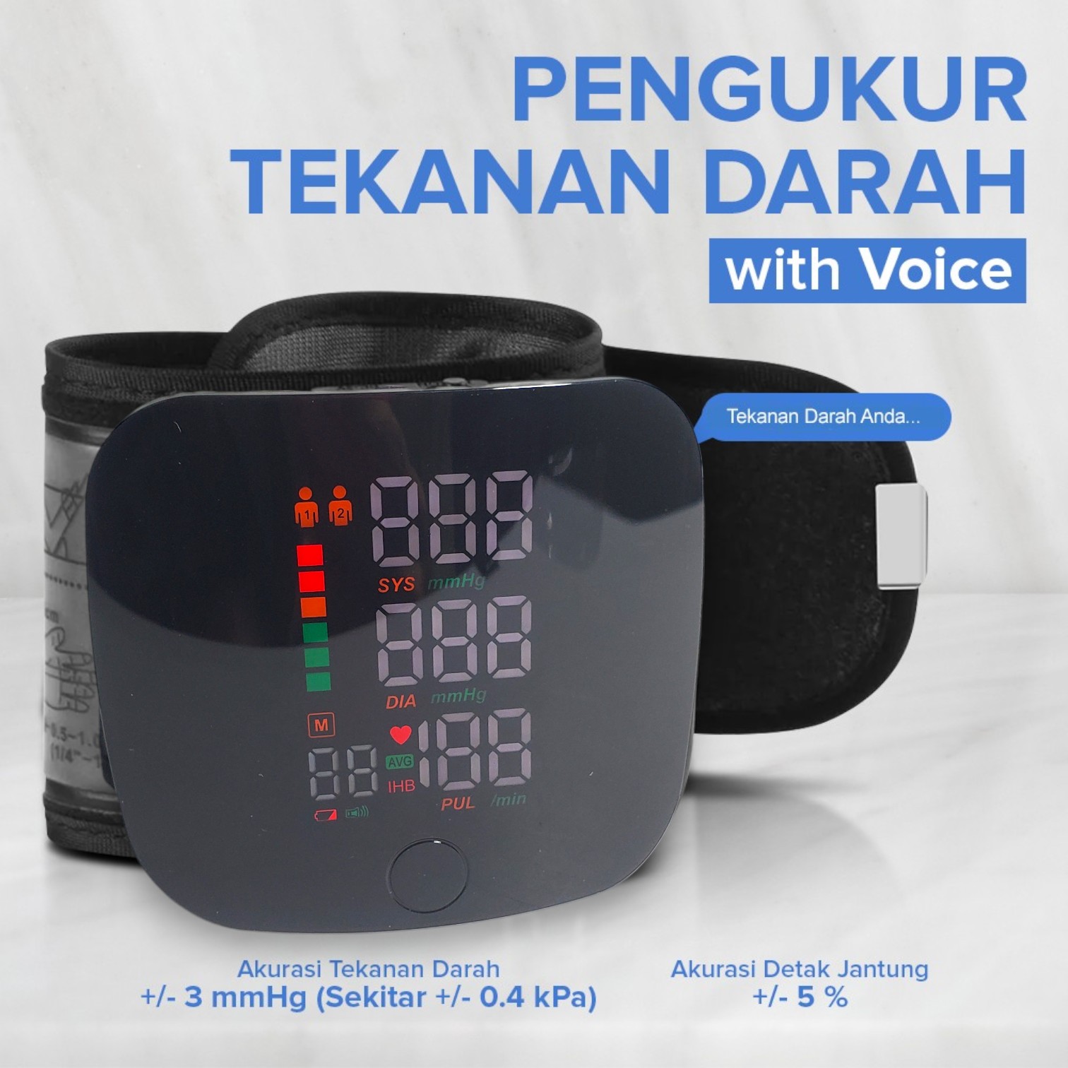 Gambar produk TaffOmicron Tensimeter Digital Pengukur Tekanan Darah Indonesian Voice - A01