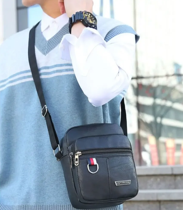 Gambar produk JINGPIN Tas Selempang Casual Pria Business Crossbody Bag PU Leather - JP2