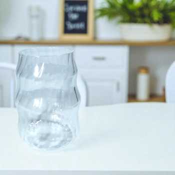 Gambar produk One Two Cups Gelas Kaca Aesthetic Kopi Teh Wave Stripe Shape 530ml - GK24