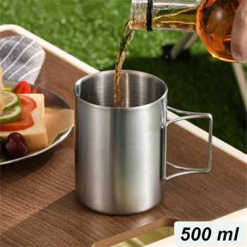 MyTrip Cangkir Kopi Stainless Steel Gagang Lipat Camping Mug - INU164