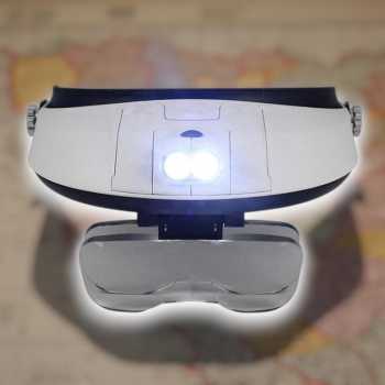 Gambar produk GORELAX Kaca Pembesar Headband Reparasi Magnifier with 2 LED 5 Lens 6X - MG81001-G