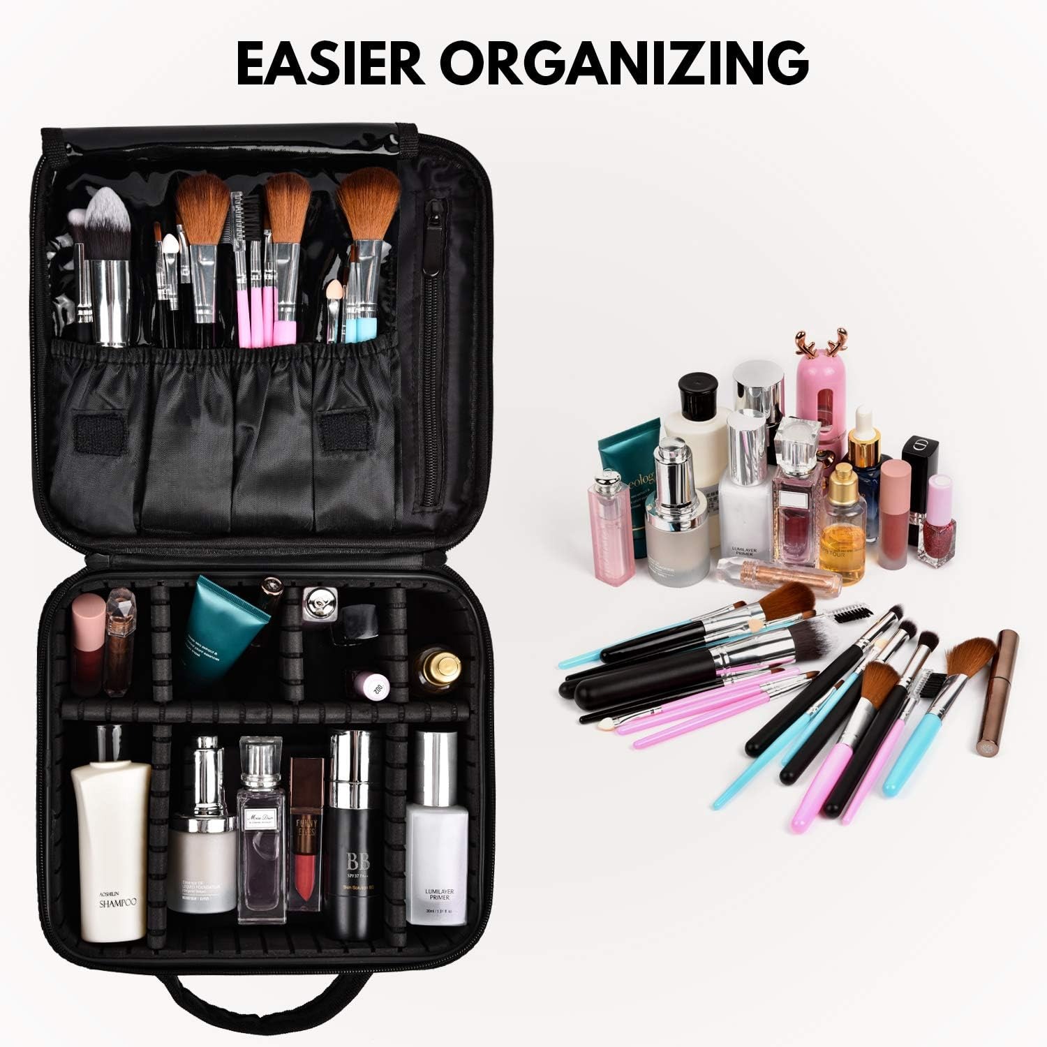 Gambar produk DHOPE Tas Make Up Kosmetik PU Leather Portable with Brush Slot Small - D-111