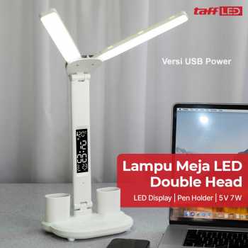 TaffLED Lampu Meja Baca LED Display Double Head USB Power 3in1 7W - BST-7019