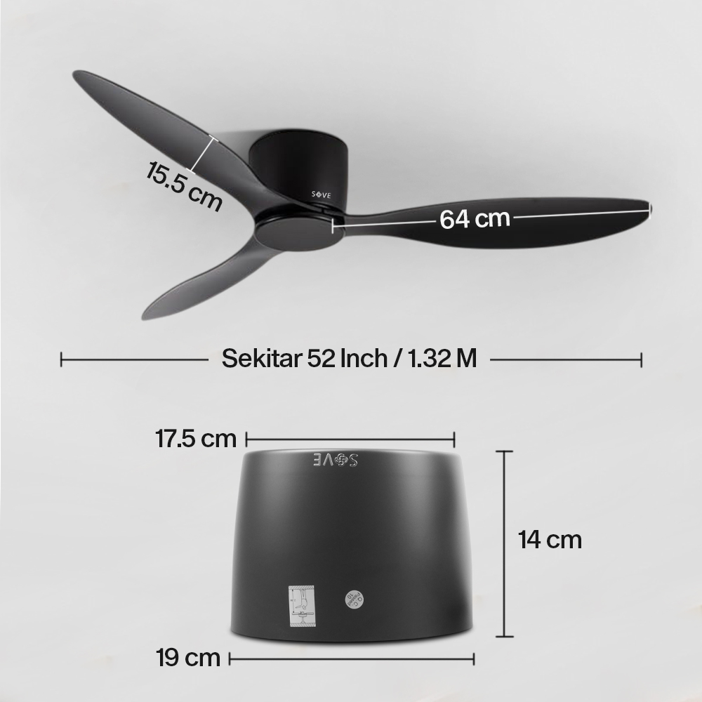 Gambar produk SOVE Kipas Angin Gantung Plafon Ceiling Fan 52 Inch - FS2007