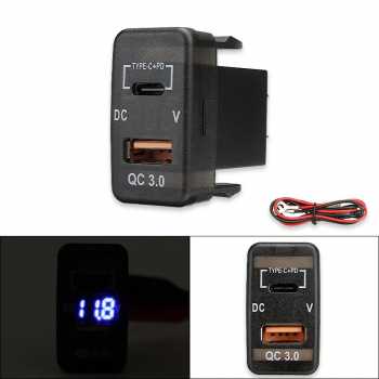 WAIMEI Car Charger Mobil PD QC 3.0 LED USB Type C Port DC Plug 12V - W30