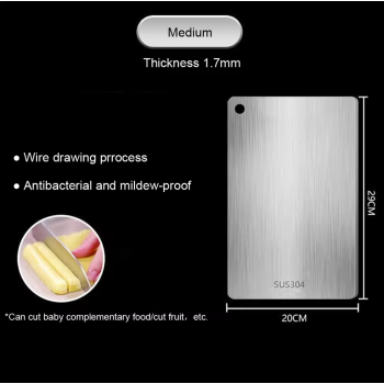Gambar produk WONDER Alas Potong Sayuran Multifungsi Cutting Board Stainless Steel 29x20cm - W02
