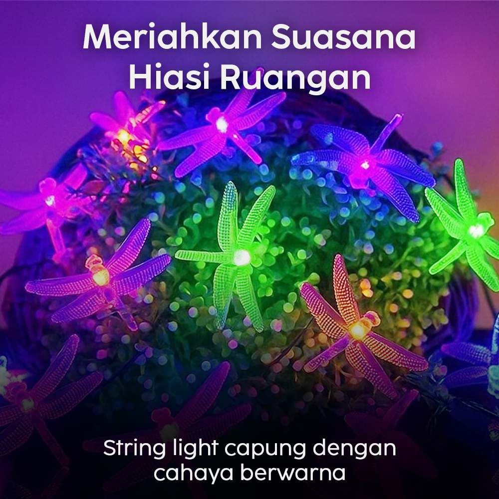 Gambar produk YUSHILED Lampu Hias String Lights Dragonfly Solar Panel IP65 8 Modes 20 LED - M088