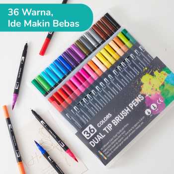 Gambar produk Kolorowy Spidol Double Head Drawing Pen Fine Art Watercolor Set 36 Color - MKB