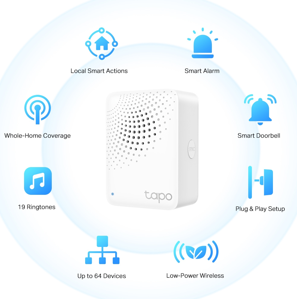 Gambar produk Tp-Link Smart Hub with Chime Smart Control H 100 Sensor - TAPO H100