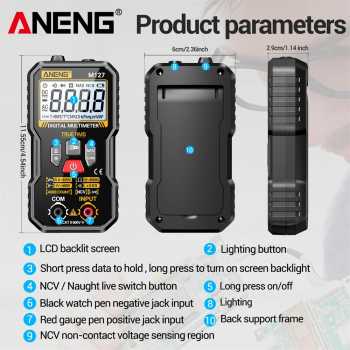Gambar produk ANENG Digital Multimeter Voltage Tester AC/DC NCV Flash 4000 Counts - M127