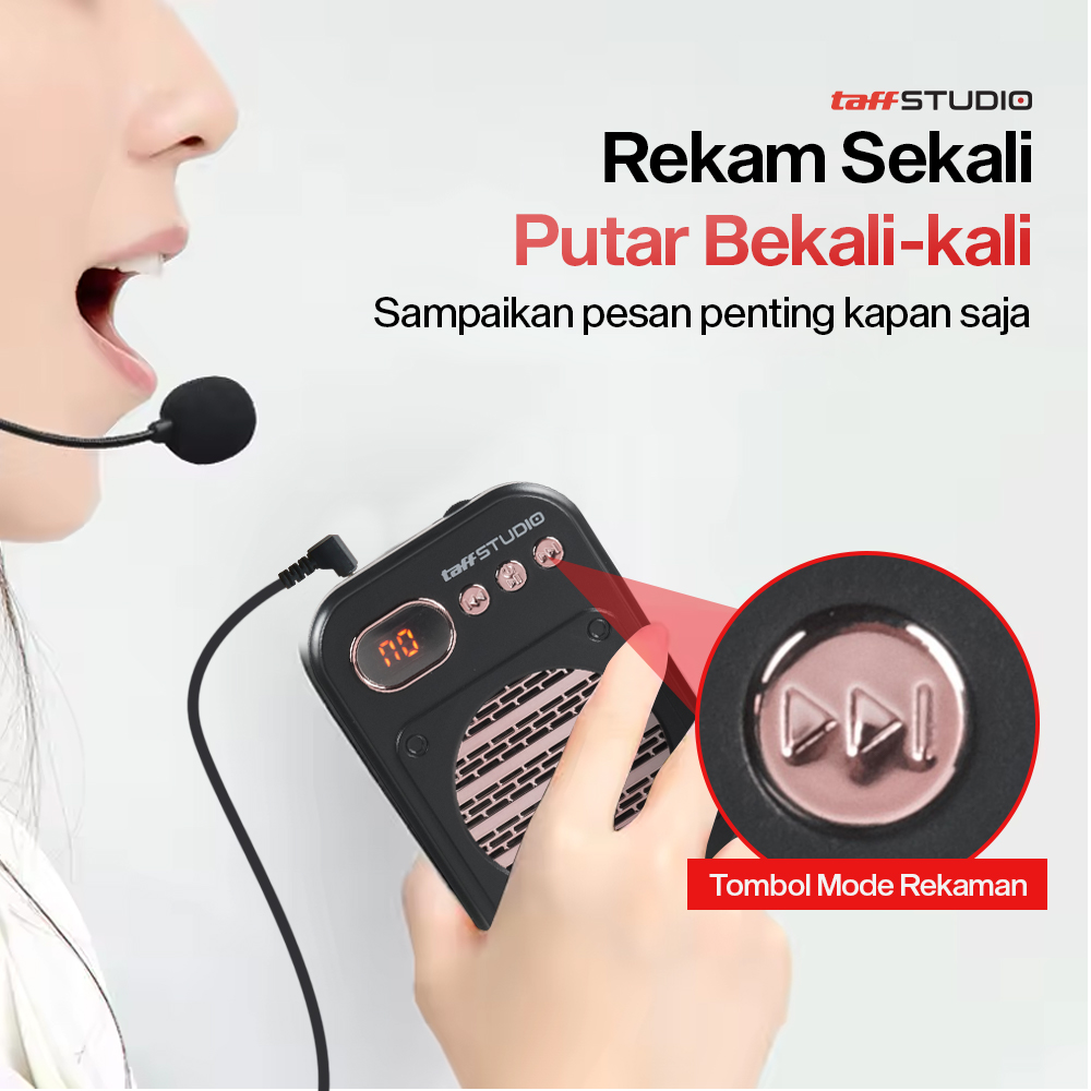 Gambar produk TaffSTUDIO Speaker Pinggang Bluetooth Voice Amplifier LED Wired - S25