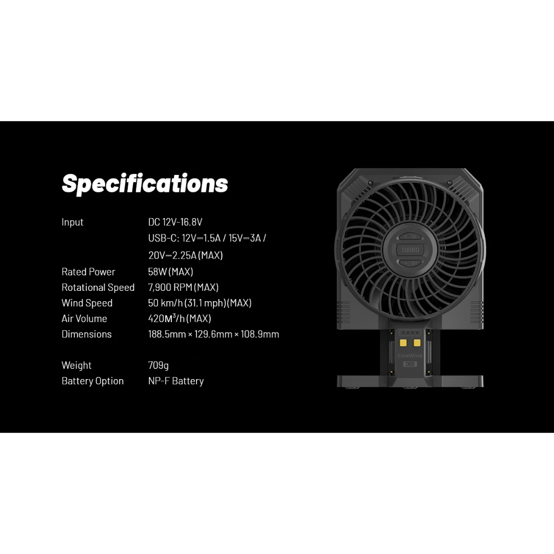 Gambar produk NITECORE Kipas Angin Portable CineWind Photography Fan 7900RPM - CW30
