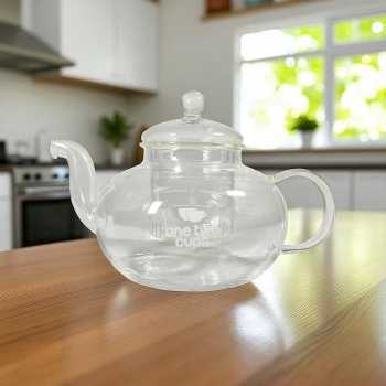 One Two Cups Teko Teh Kaca Saringan Tahan Panas Api Teapot 800ml - 8CV102