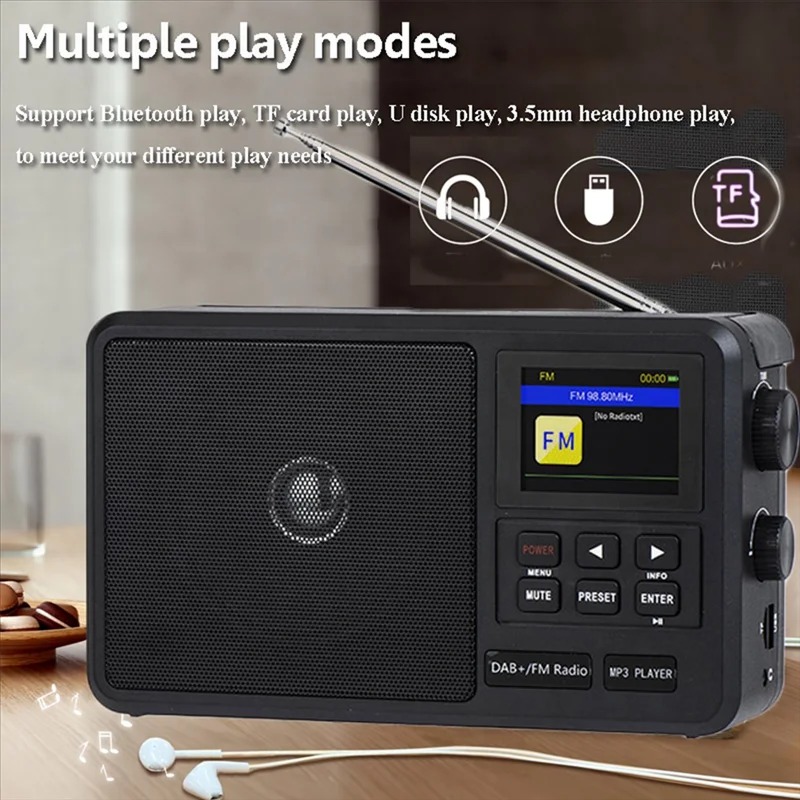 Gambar produk AGOAL Radio Digital Portable DAB FM Bluetooth Alarm with LCD Screen - CS-806