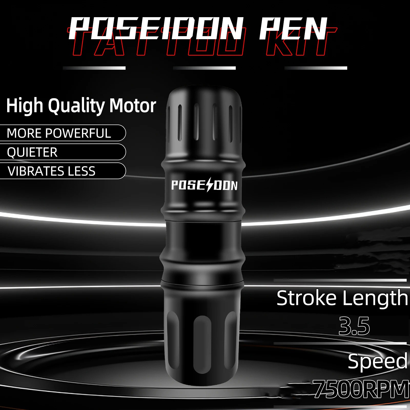 Gambar produk Poseidon Mesin Tato Tattoo Embroidery Machine Kit 1500mAh 7500 RPM - HM140