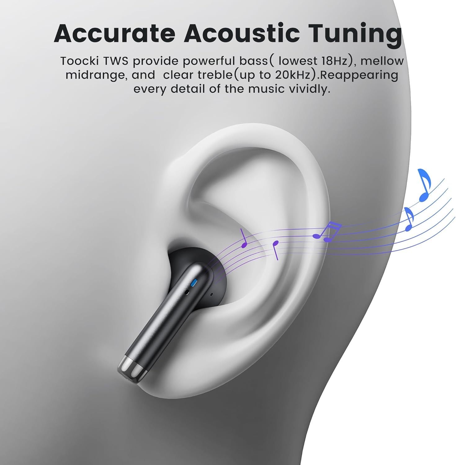 Gambar produk Toocki Earphone Bluetooth 5.3 TWS Earbuds Waterproof IPX4 - HE-080