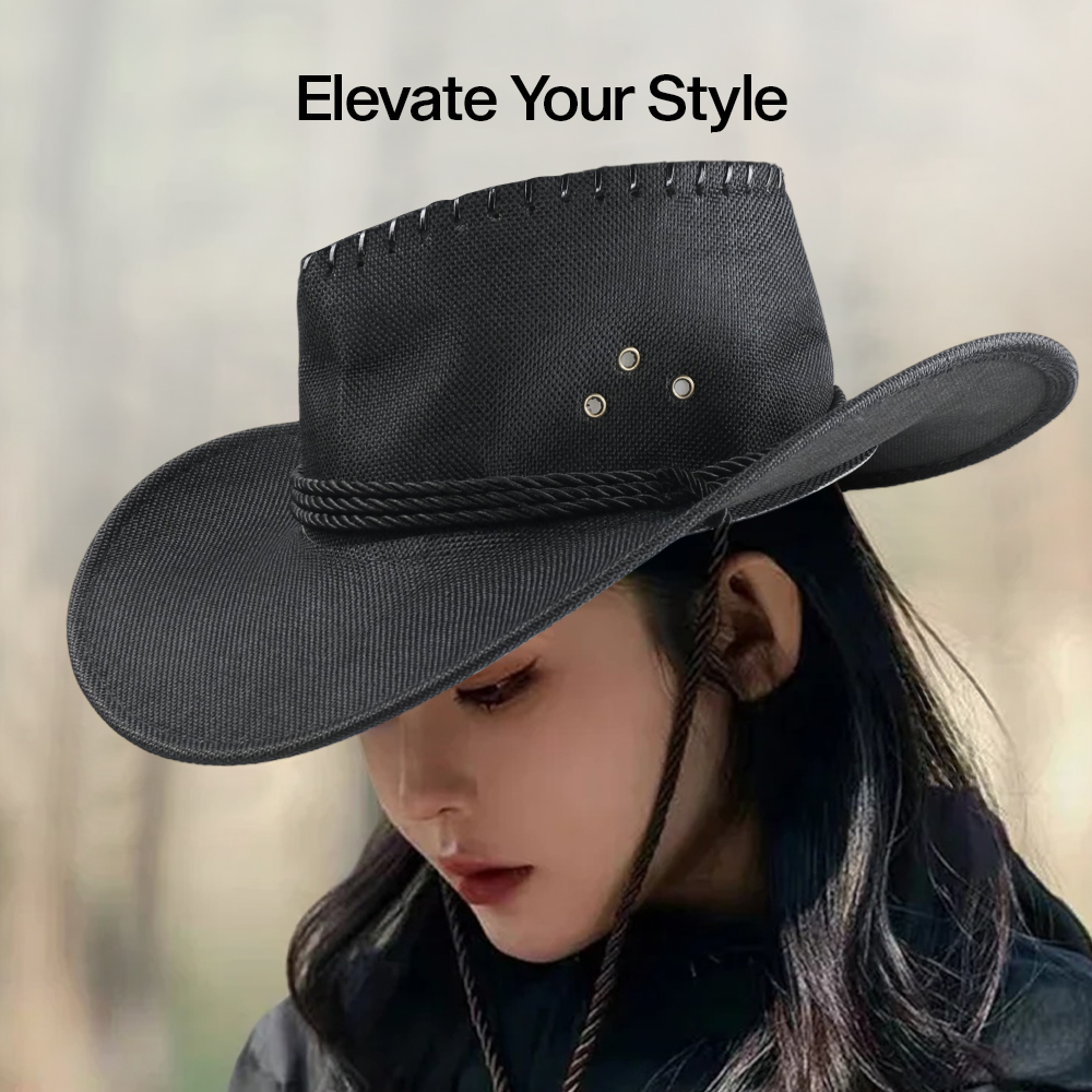 Gambar produk Topi Cowboy Unisex Hat Cotton Hemp Sunhat Wild Brim - Jn45