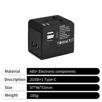 Gambar produk COKYI Travel Adaptor Universal Plug EU UK US/AUST 3.0A USB A USB C - ONB100-04