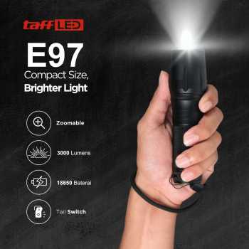 TaffLED Senter Tactical XML-T6 3000 Lumens Dengan Baterai Charger Box - E97