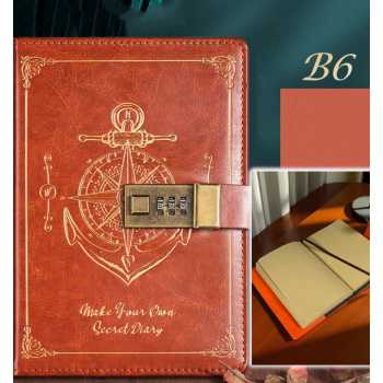 Pirates Buku Jurnal Leather Vintage B6 200 Halaman Grid with Lock - INU148