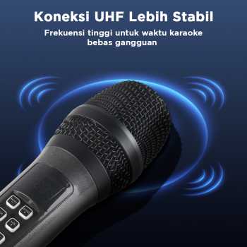 Gambar produk Rellent Mikrofon Karaoke Mic Wireless UHF Portable KTV - D300