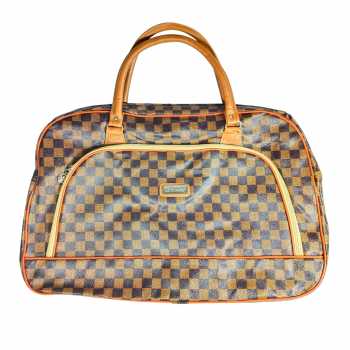 Gambar produk Rhodey RAIMIQI SEMOR Tas Jinjing Duffle Bag PU Leather Unisex 20 Inch Coffee Grid - CB001
