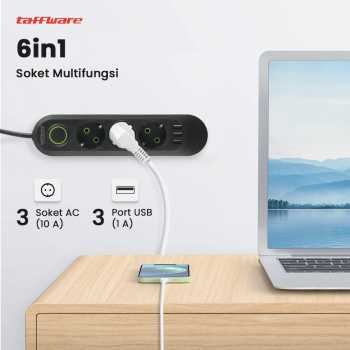 Gambar produk Taffware Stop Kontak USB Port EU Plug 10A 110-250V 2500W 3 Lubang - QL-1071U / QL-1072U