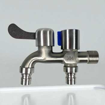 Gambar produk TAOR Keran Air Faucet Double Water Outlet Mop Pool Tap Stainless Steel - TA2