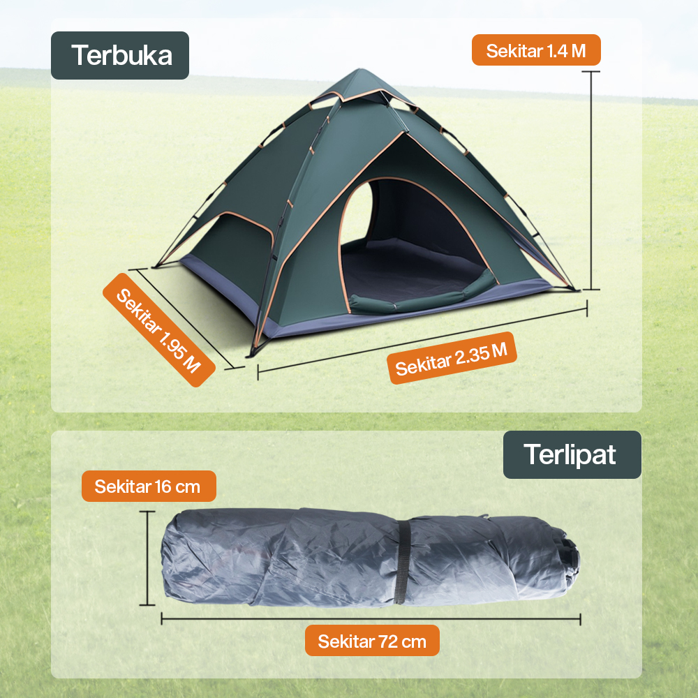 Gambar produk AstaGear Tenda Camping Lipat Otomatis 3-4 Orang Double Layer - ZK50