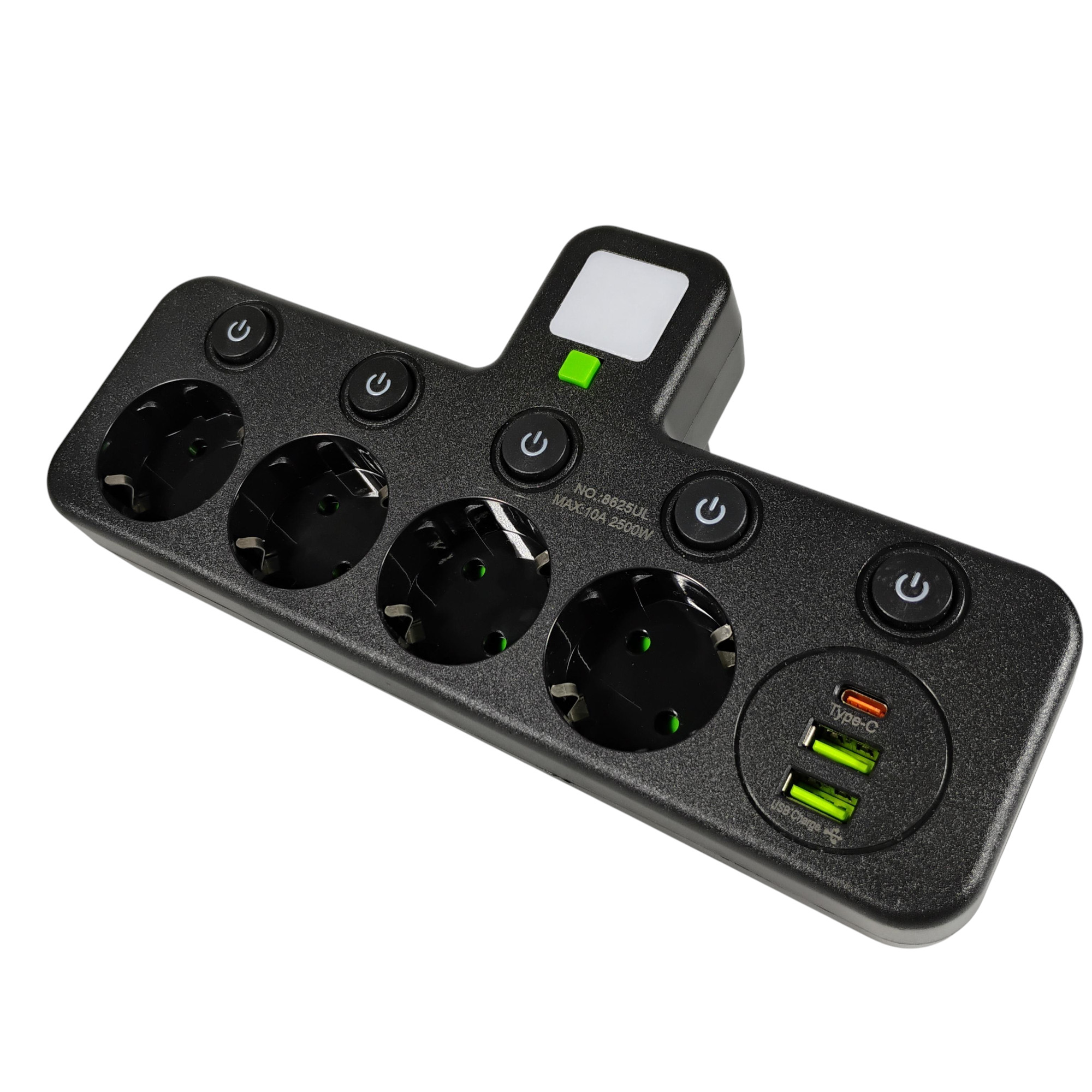 Gambar produk SUPMANGO Stop Kontak LED Light USB Type C EU Plug 10A 220V 2500W 4 Socket - 8624UL/8625UL