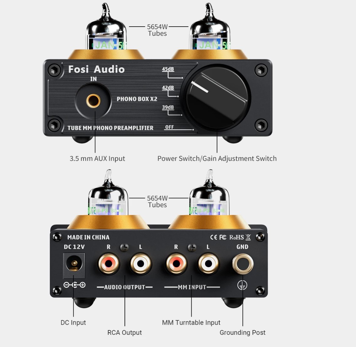 Gambar produk Fosi Audio Preamplifier Phono for Turntable Phonograph with Tube - Box X2
