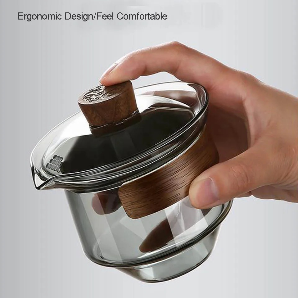 Gambar produk TCFOS Mangkok Gaiwan Chinese Tea Bowl Infuser Kaca Borosilikat 230ml - TF180