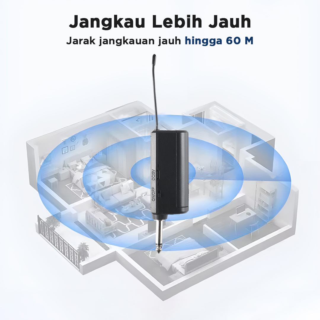 Gambar produk Rellent Mikrofon Karaoke Mic Wireless UHF Portable KTV - D300