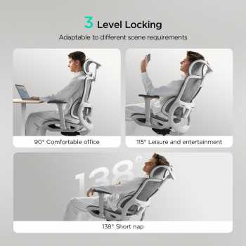 Gambar produk HBADA Kursi Kantor Office Chair Lumbar Support Flexible Armrest - E2