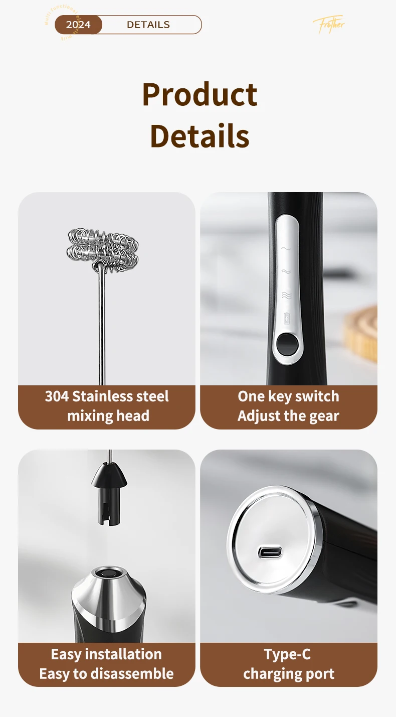 Gambar produk FMA Hand Mixer Mini Pengocok Telur Kopi Milk Frother 1200mAh - FM-NPW