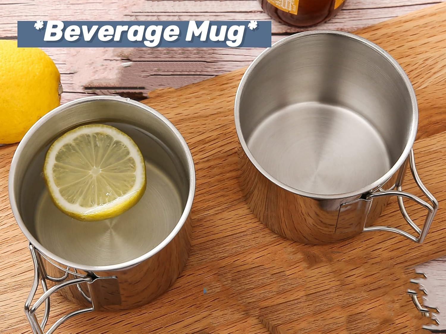 Gambar produk MyTrip Cangkir Kopi Stainless Steel Gagang Lipat Camping Mug 500ml - INU164