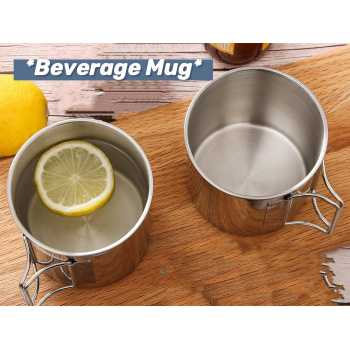Gambar produk MyTrip Cangkir Kopi Stainless Steel Gagang Lipat Camping Mug 500ml - INU164