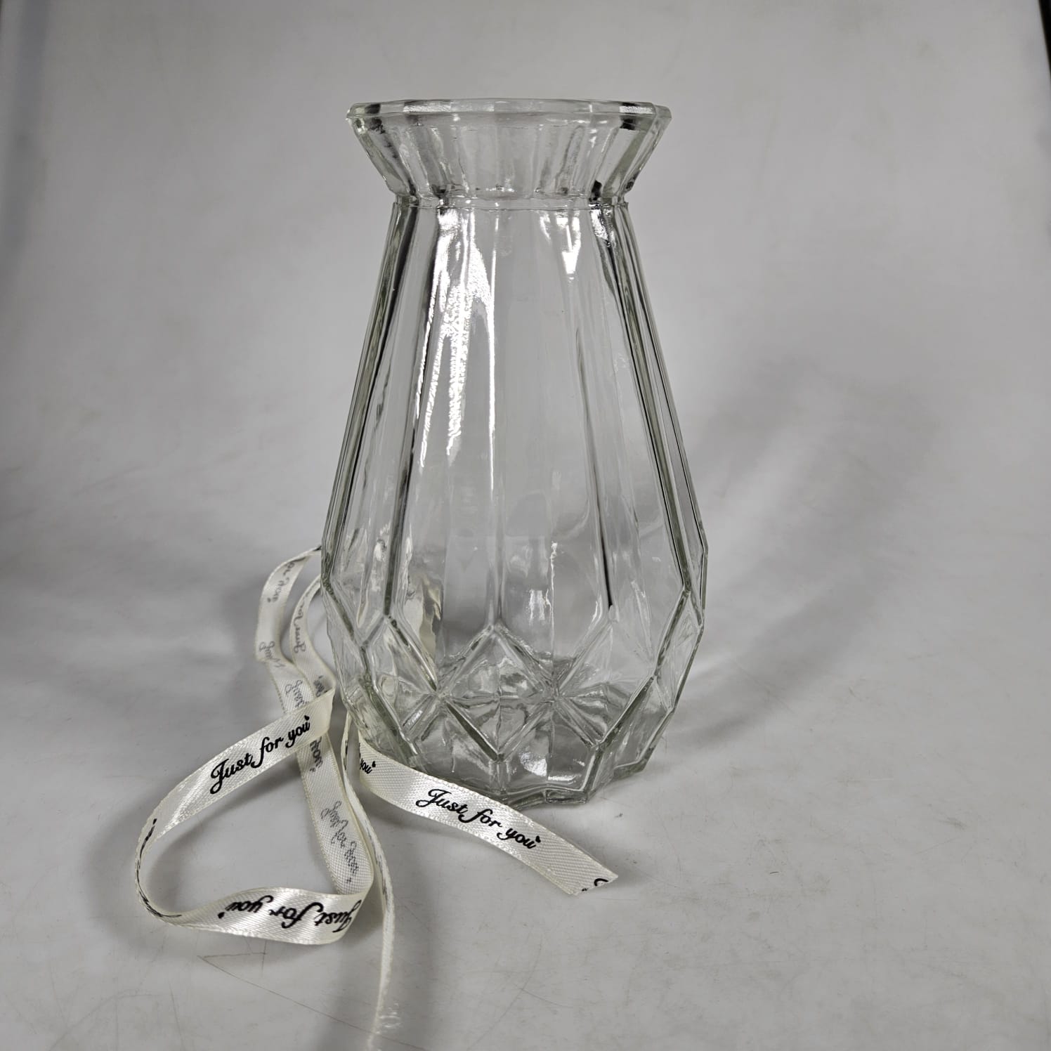 Gambar produk NISEVEN Vas Bunga Kaca Estetik Crystal Ribbon Flower Vase - P-02