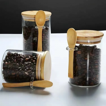 Gambar produk FMA Toples Kaca Penyimpanan Makanan Storage Glass Jar with Bamboo Lid 300ml - FM-LD1